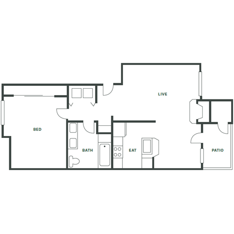 a floor plan of a 1 bedroom floor plan